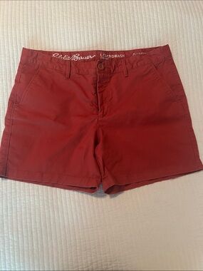 Eddie Bauer Women's Red LegendWash Chino Bermuda Shorts